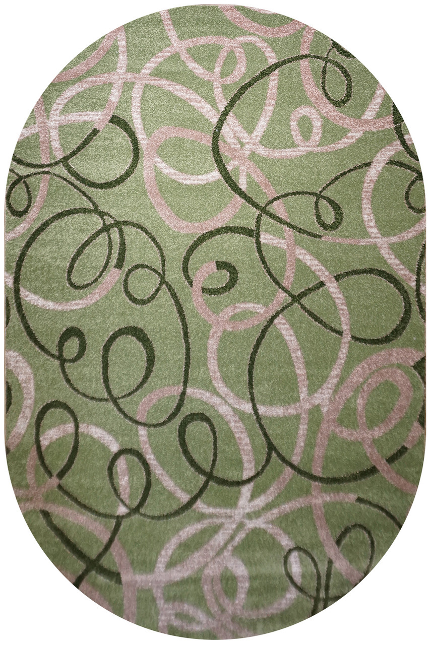 Килимок сучасний овальний зелений KIWI 02582A Beige/L.Green, 0,8x1,5 м