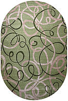 Килимок сучасний овальний зелений KIWI 02582A Beige/L.Green, 0,8x1,5 м
