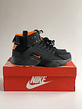 Кросівки зимові Nike Huarache Acronym чоловічі чорні з оранжевим високі водонепроникні модні теплі, фото 4