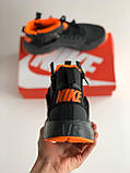 Кросівки зимові Nike Huarache Acronym чоловічі чорні з оранжевим високі водонепроникні модні теплі, фото 5