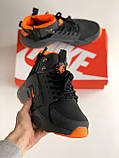 Кросівки зимові Nike Huarache Acronym чоловічі чорні з оранжевим високі водонепроникні модні теплі, фото 6