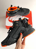 Кросівки зимові Nike Huarache Acronym чоловічі чорні з оранжевим високі водонепроникні модні теплі, фото 10