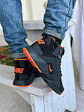 Кросівки зимові Nike Huarache Acronym чоловічі чорні з оранжевим високі водонепроникні модні теплі, фото 9