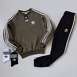 Спортивний костюм чоловічий зимовий Adidas теплий трикотажний на флісі (світшот + штани) бордо Туреччина. Живе фото, фото 5