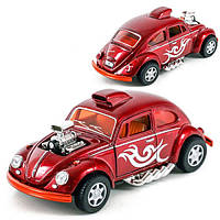 Коллекционная машинка ретро Volkswagen Beetle Custom Dragracer Kinsmart KT5405W R Красный, 12 см (KT5405W