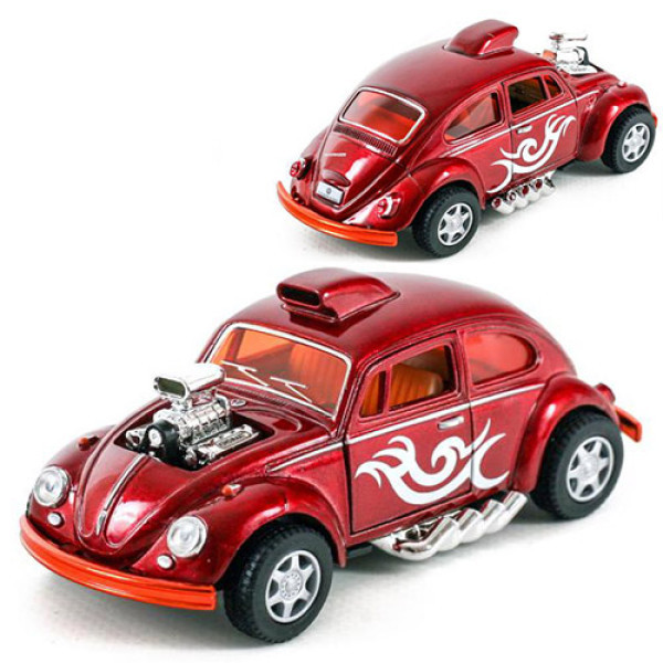 Колекційна ретро машина Volkswagen Beetle Custom Dragracer Kinsmart KT5405W R Червоний, 12 см (KT5405W Red-RT)