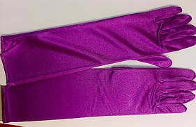 Рукавички жіночі атласні подовжені 37-38 см., темний цикламен