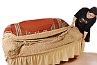 Чохол на диван натяжний з рюшем MILANO капучино, фото 2