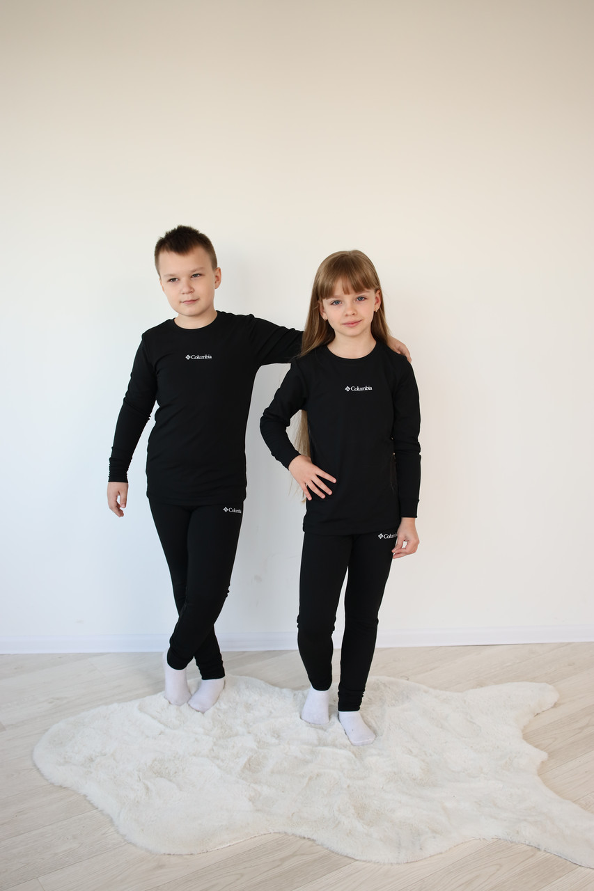 Термобілизна дитяча Columbia 122 128 134 140 146 152 158 164 мікродайвінг з начосом ЧОРНИЙ - фото 1 - id-p2019143101
