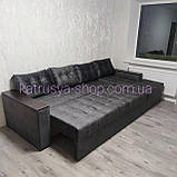 Диван кутовий Сіті Плюс 3 м (люкс) велюр антикіготь темно-сірий антрацит, фото 2