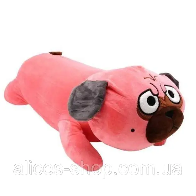 Плюшевая игрушка-подушка -плед Мопс 3 в1, розовый, 60 см,AS - фото 2 - id-p2019145492