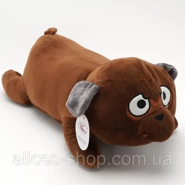 Плюшевая игрушка-подушка -плед Мопс 3 в1, коричневый, 60 см,AS - фото 2 - id-p2019145493