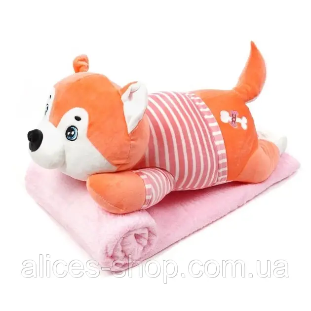 Мягкая игрушка трансформер 3 в 1 плед-подушка для детей хаски, 50 см, оранжевый,AS - фото 1 - id-p2019145496