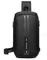 Однолямочный рюкзак Ozuko 9315 мужской городской цвет черный 7л