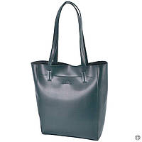 Красивая женская сумка шоппер кожзам 518 темно зеленая