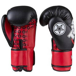 Боксерські рукавички чорно-червоні Top Ten Warrior PVC розмір 10oz, фото 3