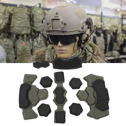 Захисні подушки для каски FAST, Mich GEN4 (18 шт + 24 Velcro), Олива, фото 1