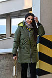 Зимова Куртка подовжена батал жіноча с капюшоном, фото 4