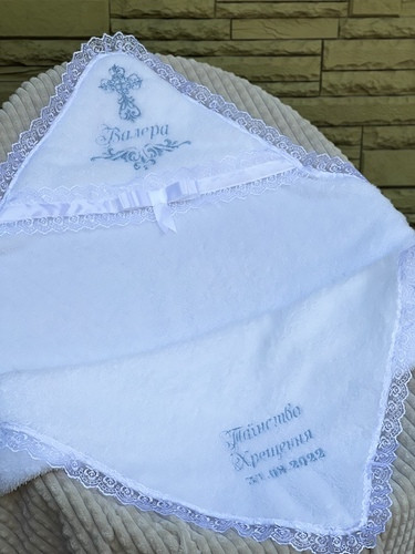Крижма Бантик з хрестиком L4, ім'я, вензель, напис, дата