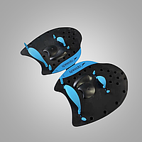 Лопатки-гребки для плавания Speedo кистевые для бассейна 19 x 17,5 см Размер M Черный-голубой (ЛОП033-M)