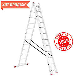 Драбина алюмінієва 3-секційна універсальна розкладна, 3*12 ступ., 7,60 м Інтертул