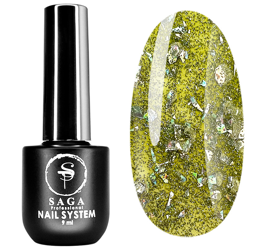 Світловідбивний гель-лак SAGA Professional Fiery Gel №35, 9 мл (жовтий із шиммером)