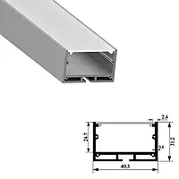 Профиль алюминиевый 50х31мм АНОДИРОВАННЫЙ для светодиодной ленты LLS23 и матовый рассеиватель Комплект 2м.