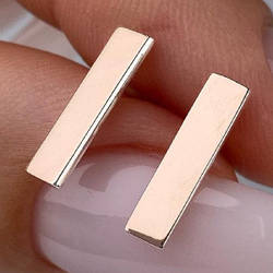 Срібні сережки-пусети з золотими накладками без каменів (1,5 см) РН-529