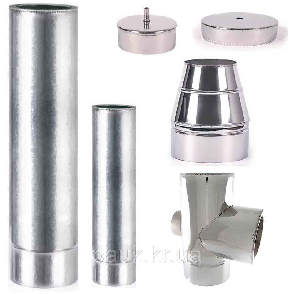 Комплект димоходу утепленого, внутрішній Ø160 мм, висота 5 м, товщина 0,8 мм, димар двостінний нержавійка/нержавійка, димохід, фото 1