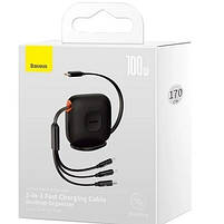 Кабель Baseus Traction Series Retractable 3-in-1 Fast Charging Type-C (Micro USB+Lightning+Type-C) 100W (1.7m), фото 6