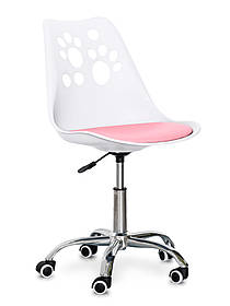 Дитяче крісло Evo-kids Indigo біле з рожевою подушечкою