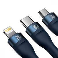 Кабель Baseus Flash Series 2 Two-for-three USB+Type-C (Micro USB+Lightning+Type-C) 100W (1.2m), фото 3
