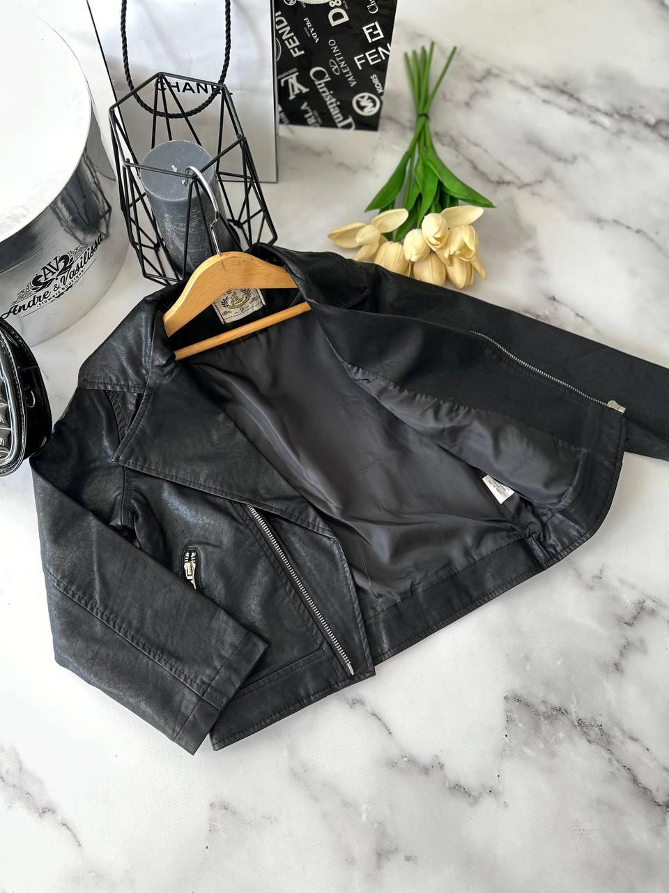 Шкіряна куртка косуха на дівчинку Чорна 8806, 100, Чорний, Для дівчаток, Весна Літо, 110, фото 1