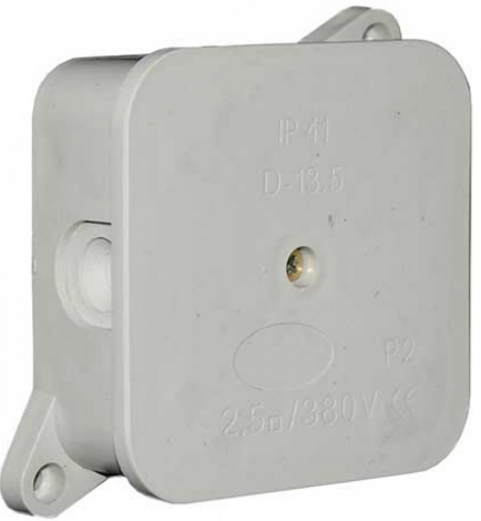 Коробка д/розв.пров.з клем.колодками 4х2,5, відкр.уст. 80х80, h30мм, кріпл.кришка-гвинт(68-08-12) Арт.39775