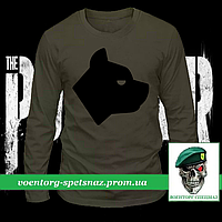Военный реглан Голова собаки олива потоотводящий (футболка с длинным рукавом)