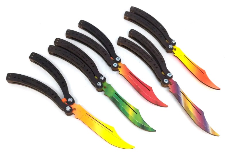 Сувенірні ножі, моделі з дерева «BALISONG - ULTRA» 5 шт. в кульку