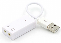 Контроллер USB-sound card (5.1) 3D sound (Windows 7 ready), White, OEM