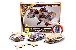 Мапа України двошарова дерев'яна, настінна, коричнева р. 60*90 см. 90609 PuzzleOK
