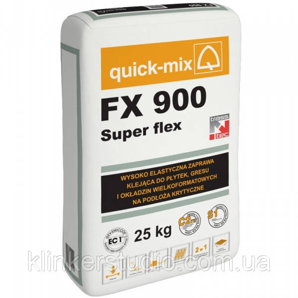 FX 900 Super Flex (C2TE S2) , Високоеластичний тонкошаровий клей на гелеобразній основі з трасом