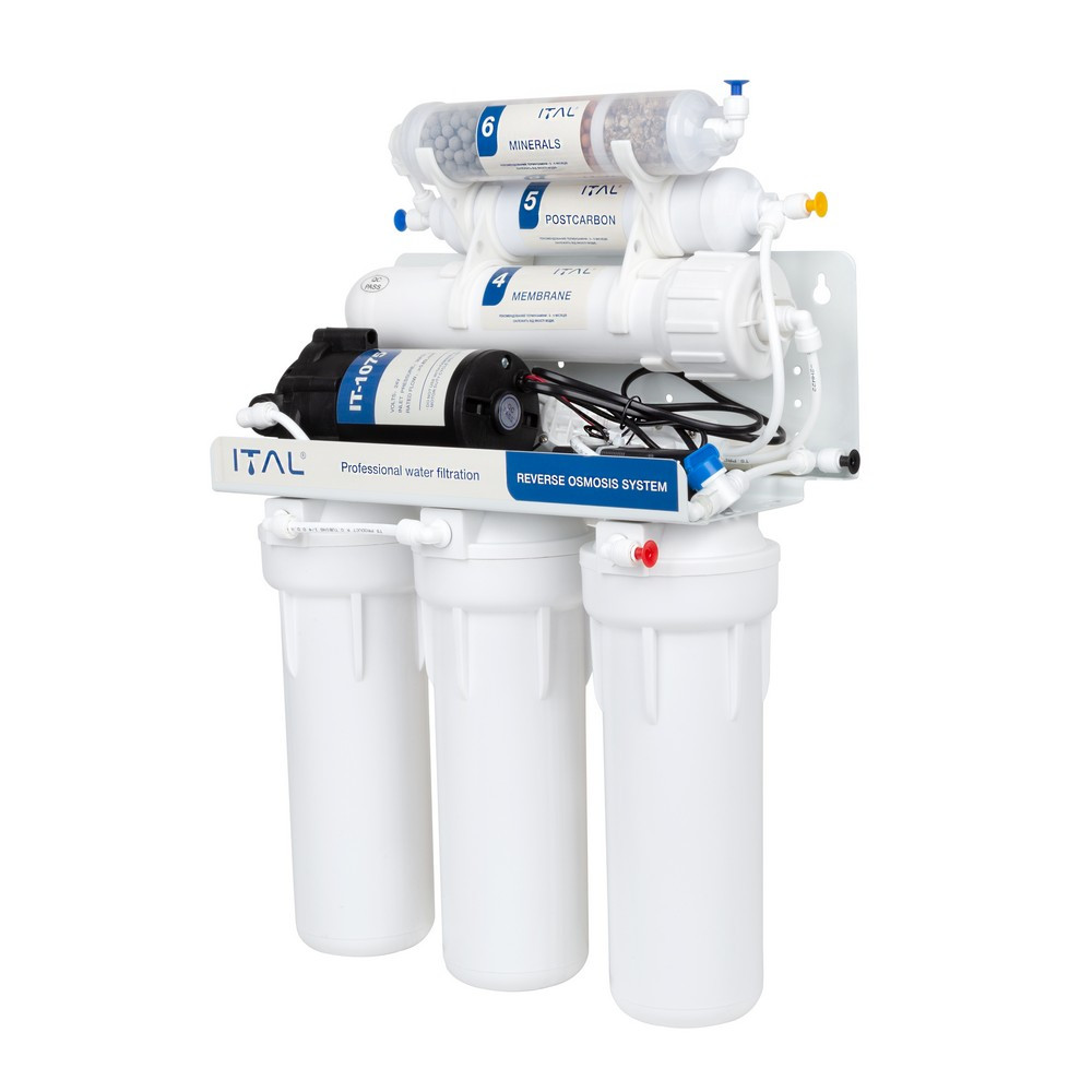 Фільтр зворотного осмосу ITAL RO6-75P, мінералізатор, шестиступенева система очищення, помпа (IT-RO6-75P), фото 1