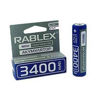 Батарейка акумуляторна Li-Ion "RABLEX" 18650 3400 mAh 3.7 V із захистом