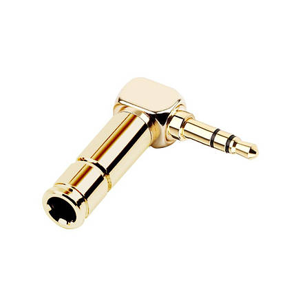 Штекер металевий кутовий під пайку Jack 3.5 мм, TRS 3 pin R Connector Gold, фото 3