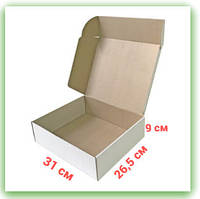 Белые самосборные картонные коробки 310х265х90мм, коробки для упаковки подарков одежды сладостей kootv