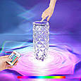 Настільна декоративна проекційна світлодіодна сенсорна лампа-нічник RGB Crystal Rose Ambience 20,5 см, фото 2