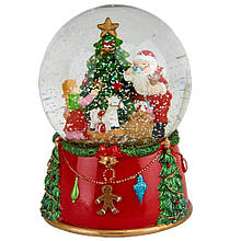Заводна новорічна снігова куля з мелодією "Спогади дитинства" 10,5*10,5*14,5 см