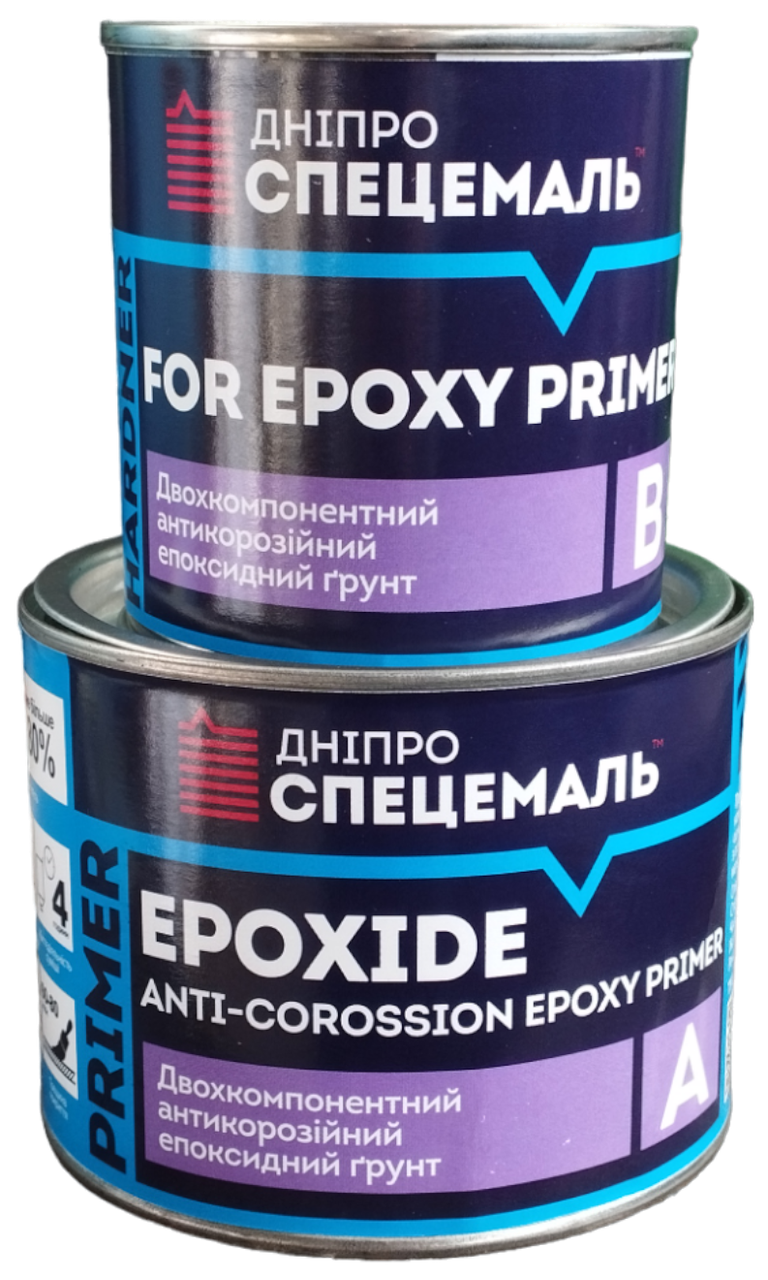 Двокомпонентний антикорозійний епоксидний ґрунт Дніпро Спецемаль DSE-EP Primer-023 сірий 0,5л+0,1л