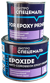 Двокомпонентний антикорозійний епоксидний ґрунт Дніпро Спецемаль DSE-EP Primer-023 сірий 0,5л+0,1л