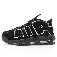 Мужские / женские кроссовки Nike Air More Uptempo Black White More, черные кожаные найк аир море аптемпо