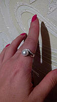 Кільце 17р зі срібла з напайками золота 375 проби.