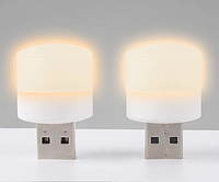 USB LED лампочка цилиндрическая, теплый свет белая